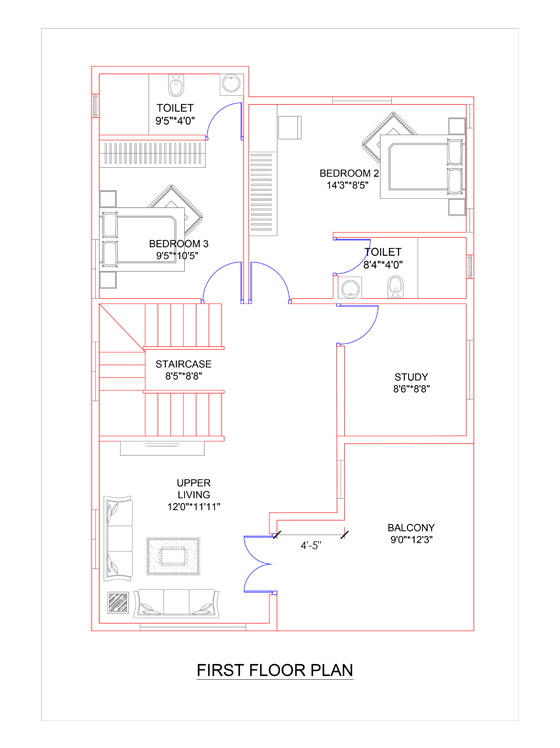 30x40 North face vastu house plan